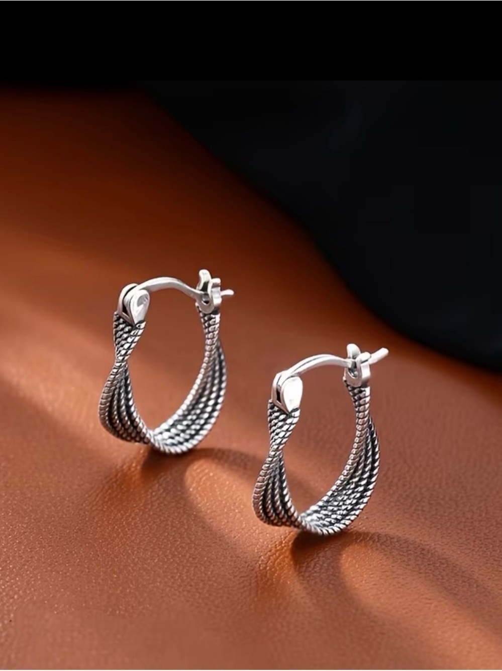 Sterling Silver Twisted Rope Hoop Earrings - Silver